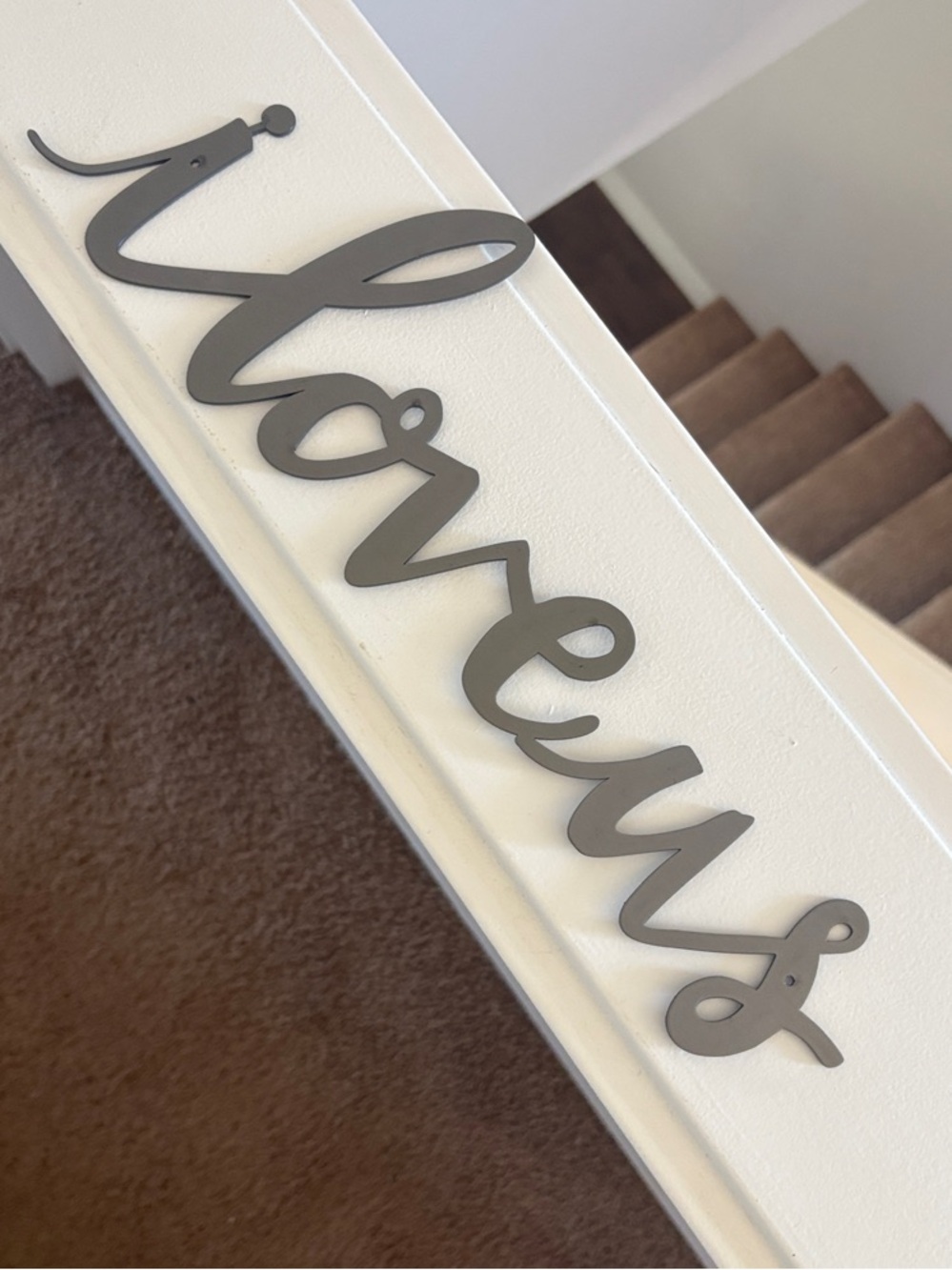 “I Love Us” Script Wall Accent - Gray Metal Home Decor